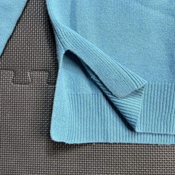 KERRI ROSENTHAL 100% Cashmere "Loved" Patchwork Sweater Blue Small $350 - Picture 6 of 13